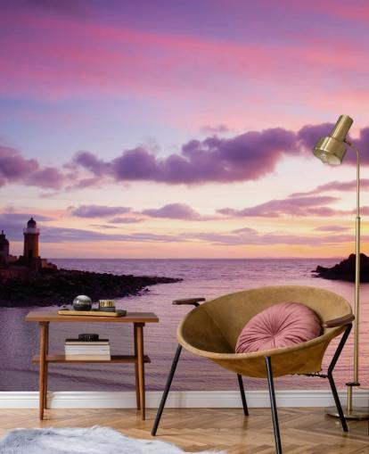 Pink Sunset at Coast Wall Mural