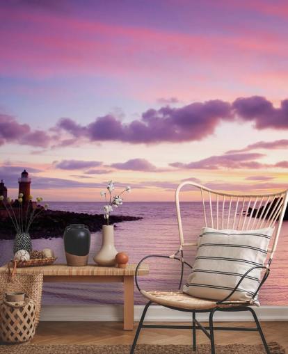 Pink Sunset at Coast Wall Mural Pink Sunset at Coast Wall Mural