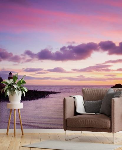 Pink Sunset at Coast Wall Mural