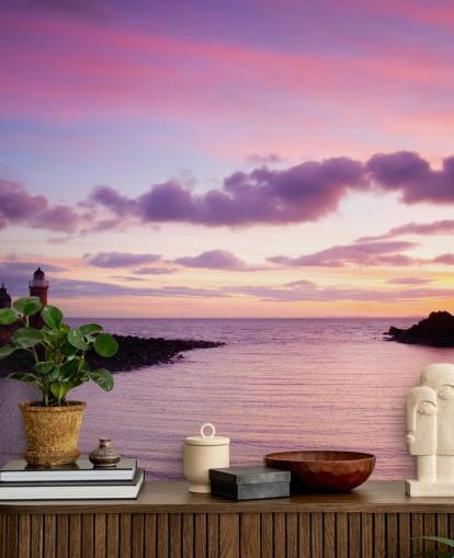 Décoration murale coucher de soleil rose sur la côte