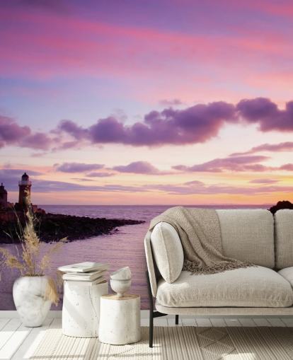 Pink Sunset at Coast Wall Mural