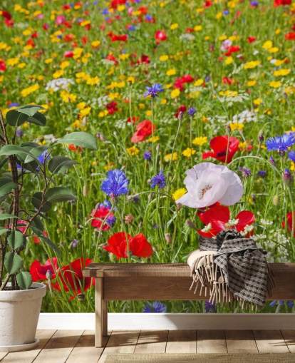 Bunte Wiese Blumen Tapete Bunte Wiese Blumen Tapete