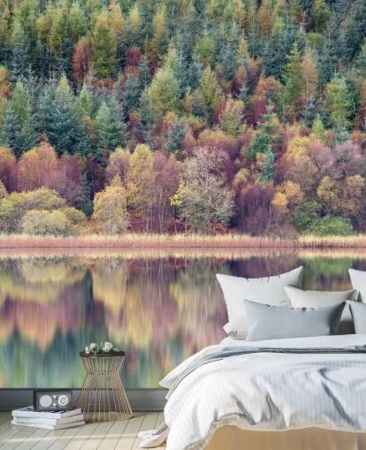 Carta da parati autunno foresta lago