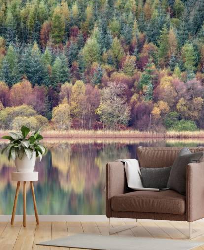 Carta da parati autunno foresta lago