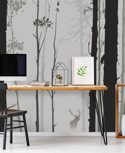 Small Stag in Forest Wallpaper Small Stag in Forest Wallpaper