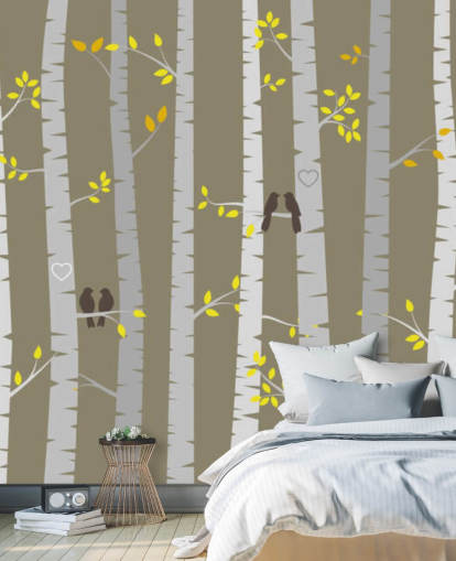 Love Birds in a Forest Wall Mural Love Birds in a Forest Wall Mural