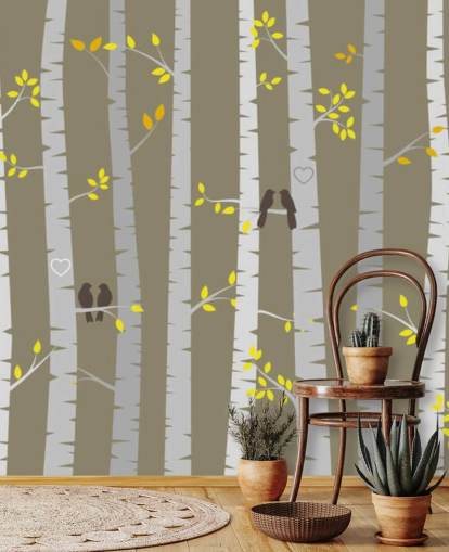 Love Birds in a Forest Wall Mural