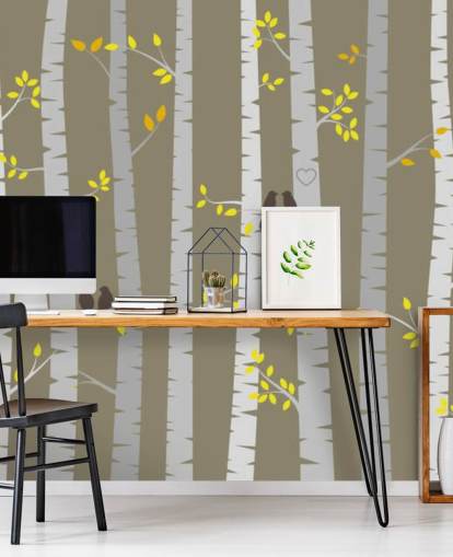 Love Birds in a Forest Wall Mural Love Birds in a Forest Wall Mural