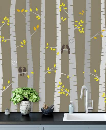 Love Birds in a Forest Wall Mural Love Birds in a Forest Wall Mural