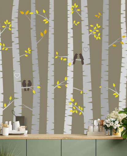 Love Birds in a Forest Wall Mural