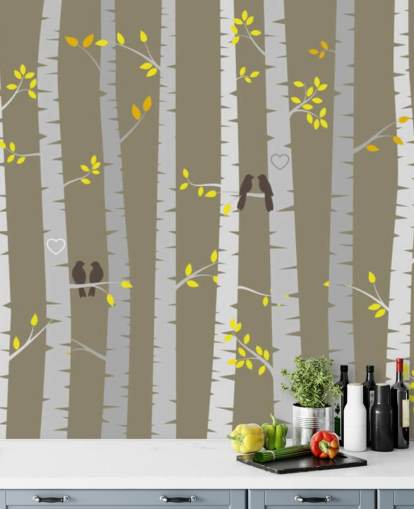 Love Birds in a Forest Wall Mural