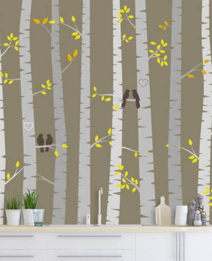 Love Birds in a Forest Wall Mural