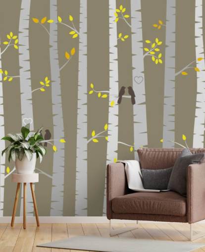 Love Birds in a Forest Wall Mural