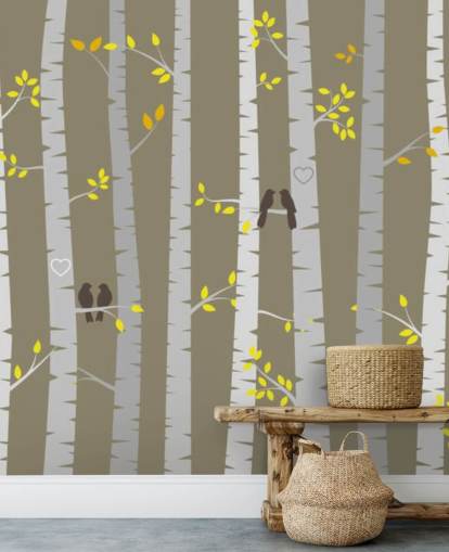 Love Birds in a Forest Wall Mural