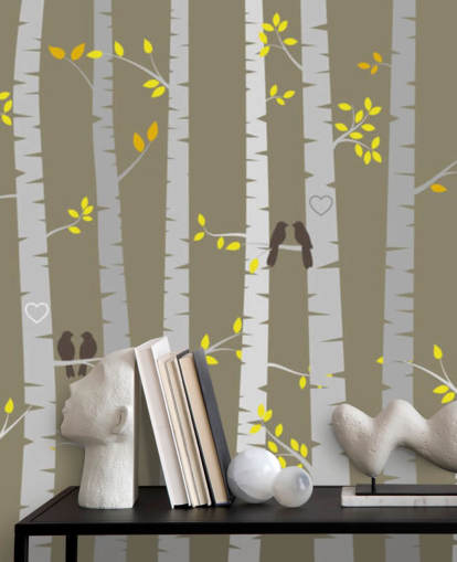 Love Birds in a Forest Wall Mural Love Birds in a Forest Wall Mural