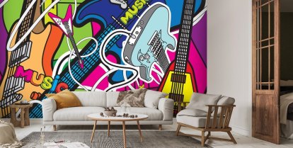 Colourful Music Wallpaper | Wallsauce UK