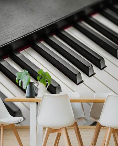 papier peint mural noir et blanc appelé Piano Keys pour les écoles, les salles et les espaces de répétition papier peint mural noir et blanc appelé Piano Keys pour les écoles, les salles et les espaces de répétition