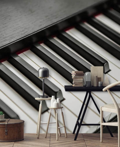 black and white piano keys wallpaper mural called Piano Keys for schools, venues and rehearsal spaces