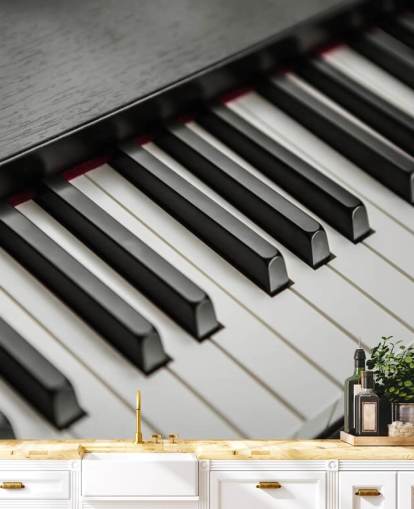 black and white piano keys wallpaper mural called Piano Keys for schools, venues and rehearsal spaces
