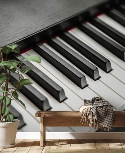 mustavalkoinen pianonäppäinten taustakuvamaalaus nimeltä Piano Keys kouluihin, tapahtumapaikkoihin ja harjoitustiloihin