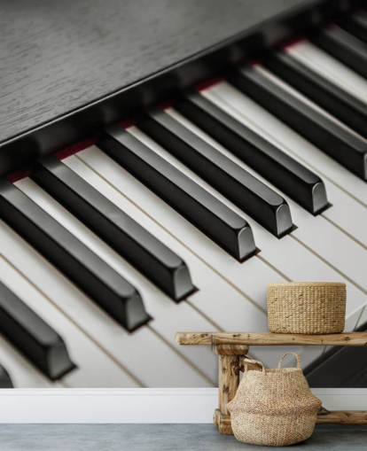 black and white piano keys wallpaper mural called Piano Keys for schools, venues and rehearsal spaces
