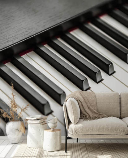Fototapete mit Klaviertasten in Schwarz und Weiß mit dem Titel Piano Keys für Schulen, Veranstaltungsorte und Proberäume Fototapete mit Klaviertasten in Schwarz und Weiß mit dem Titel Piano Keys für Schulen, Veranstaltungsorte und Proberäume