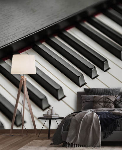 svartvita pianotangenter tapetväggmålning kallad Piano Keys för skolor, arenor och repetitionsutrymmen svartvita pianotangenter tapetväggmålning kallad Piano Keys för skolor, arenor och repetitionsutrymmen