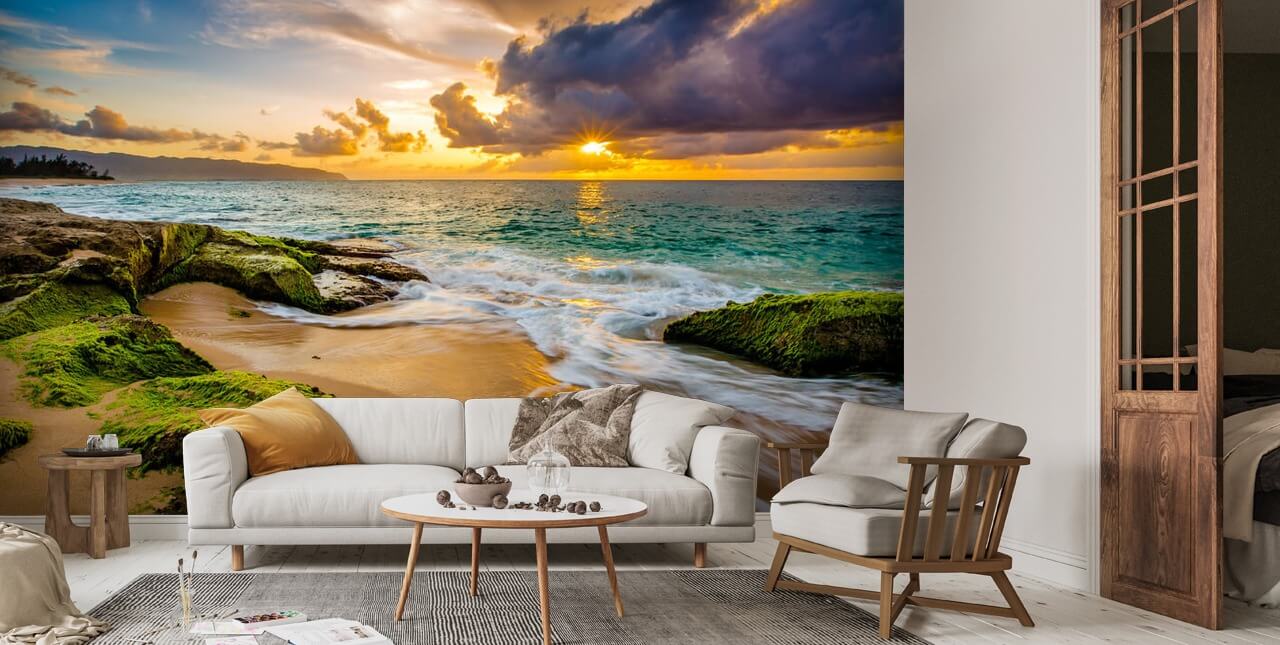 hermosa puesta sol hawaiana Mural de pared Una hermosa de sol Papel pintado | Wallsauce ES