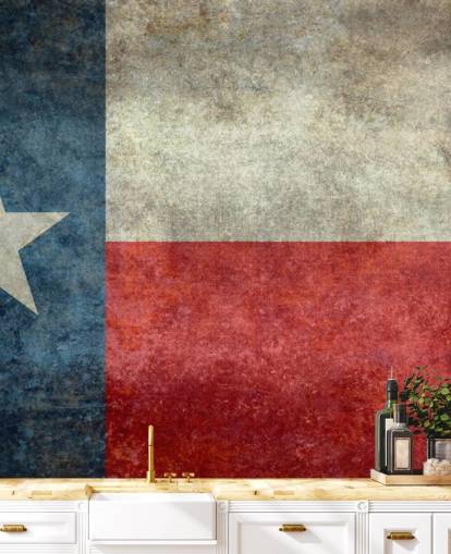 Mural de estilo retro vintage con la bandera del estado de Texas