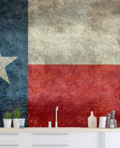 Mural vintage de estilo retrô com bandeira do estado do Texas