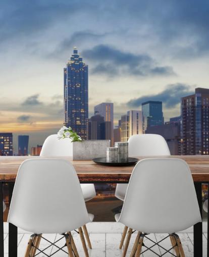 avond atlanta, georgia behangmuurschildering genaamd City of Atlanta voor huizen, kantoren en bedrijven