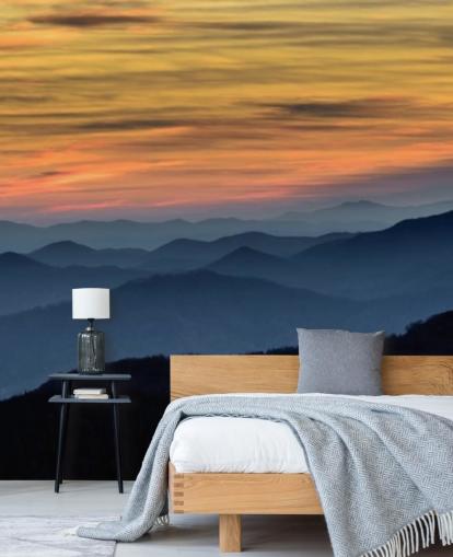 Tapeten-Wandbild mit dem Titel Layers of the Blue Ridge Mountains bei Sonnenuntergang, für Wohnzimmer, Heimbüro und Schlafzimmer