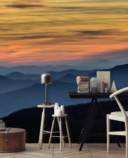 sunset mountain wallpaper mural called Layers of the Blue Ridge Mountains for living rooms, home offices and bedrooms
