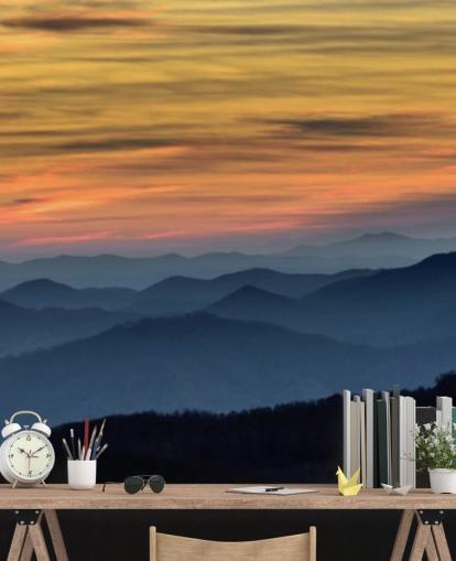 sunset mountain wallpaper mural called Layers of the Blue Ridge Mountains for living rooms, home offices and bedrooms