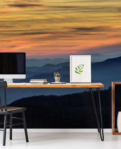 mural de papel de parede Sunset Mountain chamado Layers of the Blue Ridge Mountains para salas de estar, escritórios domésticos e quartos mural de papel de parede Sunset Mountain chamado Layers of the Blue Ridge Mountains para salas de estar, escritórios domésticos e quartos