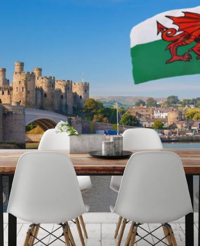 Conwy Castle with Flag Wallpaper Conwy Castle with Flag Wallpaper