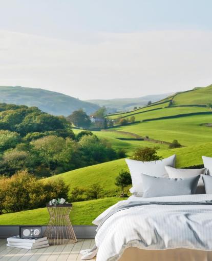 grüne Landschaftstapete mit dem Titel Hills and Valleys für Schlafzimmer, Wohn- und Esszimmer grüne Landschaftstapete mit dem Titel Hills and Valleys für Schlafzimmer, Wohn- und Esszimmer
