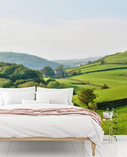 green countryside wallpaper mural called Hills and Valleys for bedrooms, living rooms and dining rooms