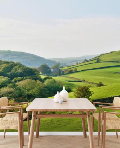 green countryside wallpaper mural called Hills and Valleys for bedrooms, living rooms and dining rooms
