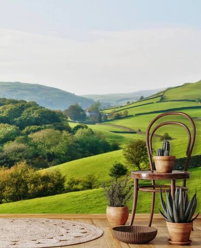 green countryside wallpaper mural called Hills and Valleys for bedrooms, living rooms and dining rooms