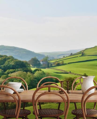 green countryside wallpaper mural called Hills and Valleys for bedrooms, living rooms and dining rooms