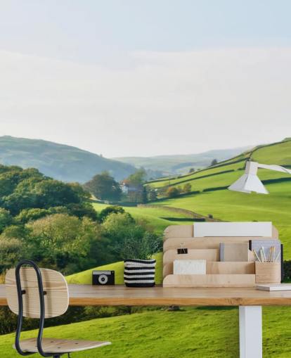 green countryside wallpaper mural called Hills and Valleys for bedrooms, living rooms and dining rooms