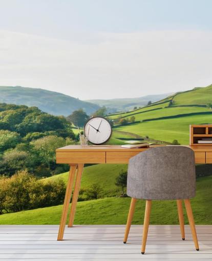 green countryside wallpaper mural called Hills and Valleys for bedrooms, living rooms and dining rooms