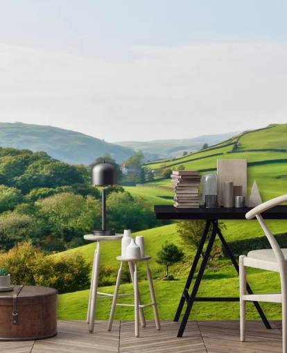 green countryside wallpaper mural called Hills and Valleys for bedrooms, living rooms and dining rooms