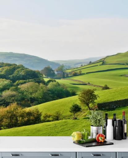 green countryside wallpaper mural called Hills and Valleys for bedrooms, living rooms and dining rooms