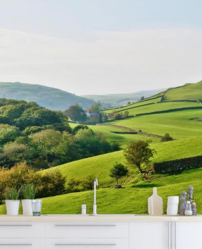 green countryside wallpaper mural called Hills and Valleys for bedrooms, living rooms and dining rooms green countryside wallpaper mural called Hills and Valleys for bedrooms, living rooms and dining rooms