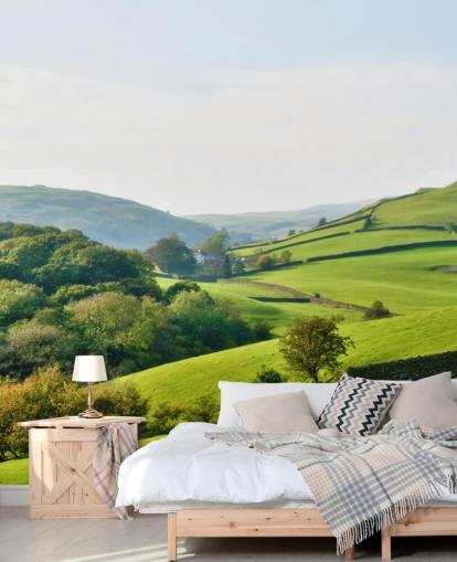 green countryside wallpaper mural called Hills and Valleys for bedrooms, living rooms and dining rooms