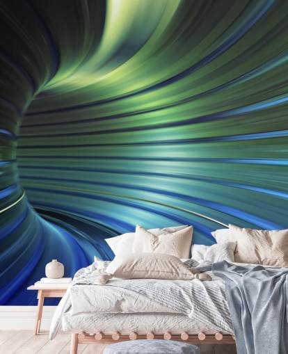 Blauw 3D-tunnelbehang