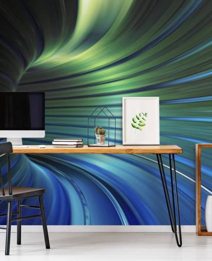 Blauw 3D-tunnelbehang