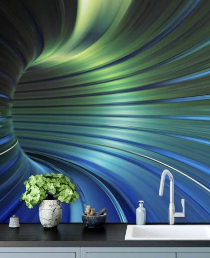 Blauw 3D-tunnelbehang